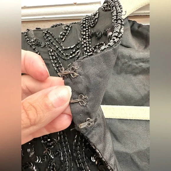 Vintage Stenay Black Hand Beaded Sequin 100% Silk Jacket Top Wimens Size Small S